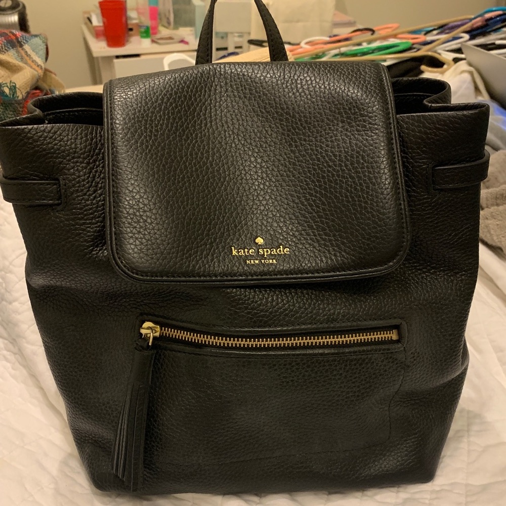 Kate Spade Black Leather Backpack